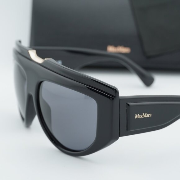 Max Mara ORSOLA MM0083 01A Shield Sunglasses - Shiny Black/Smoke main image 8